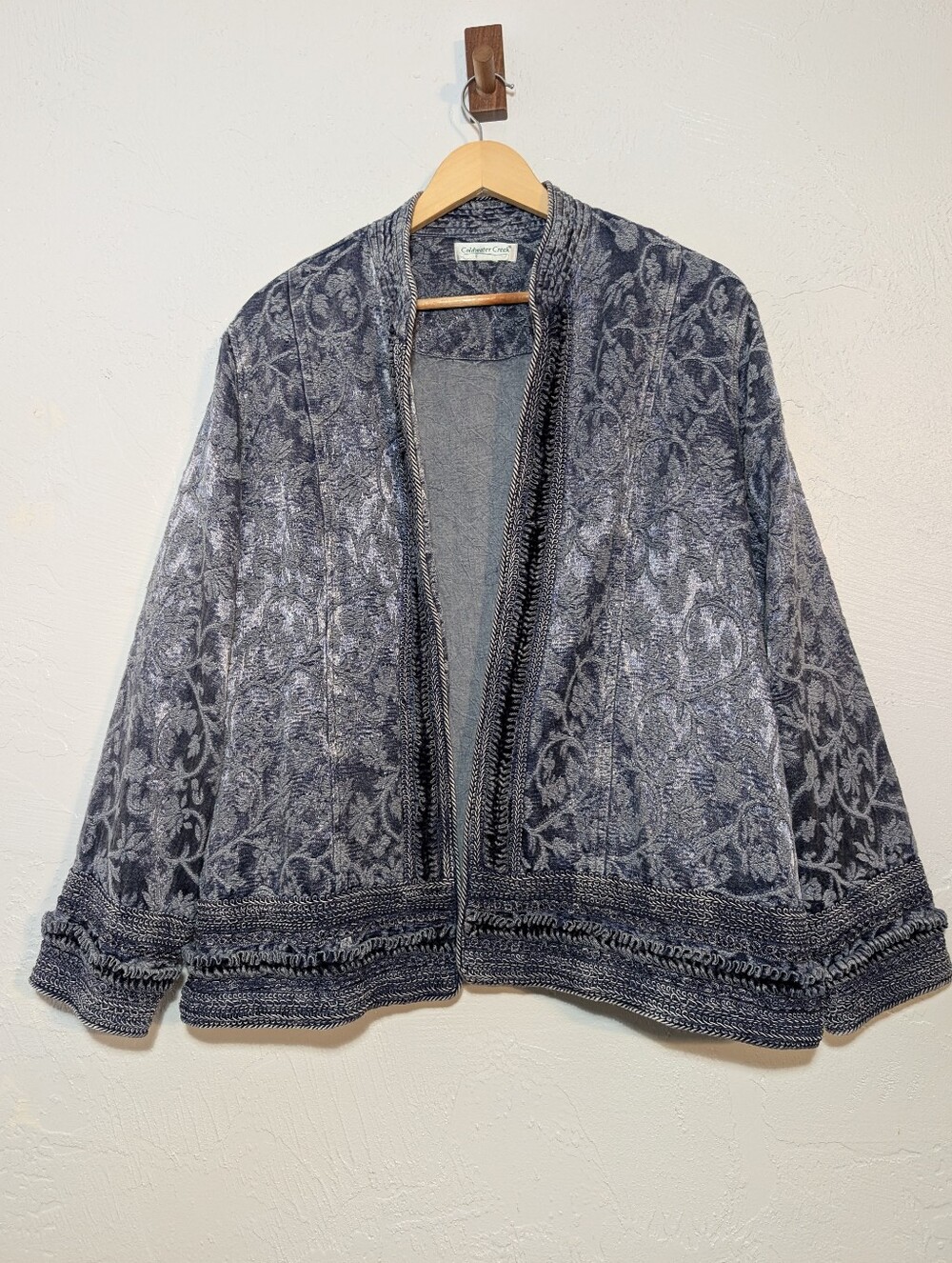 Vintage Blue Tapestry Jacket Boho Hippie Maximalist Artsy Indie Sleeze Eclectic